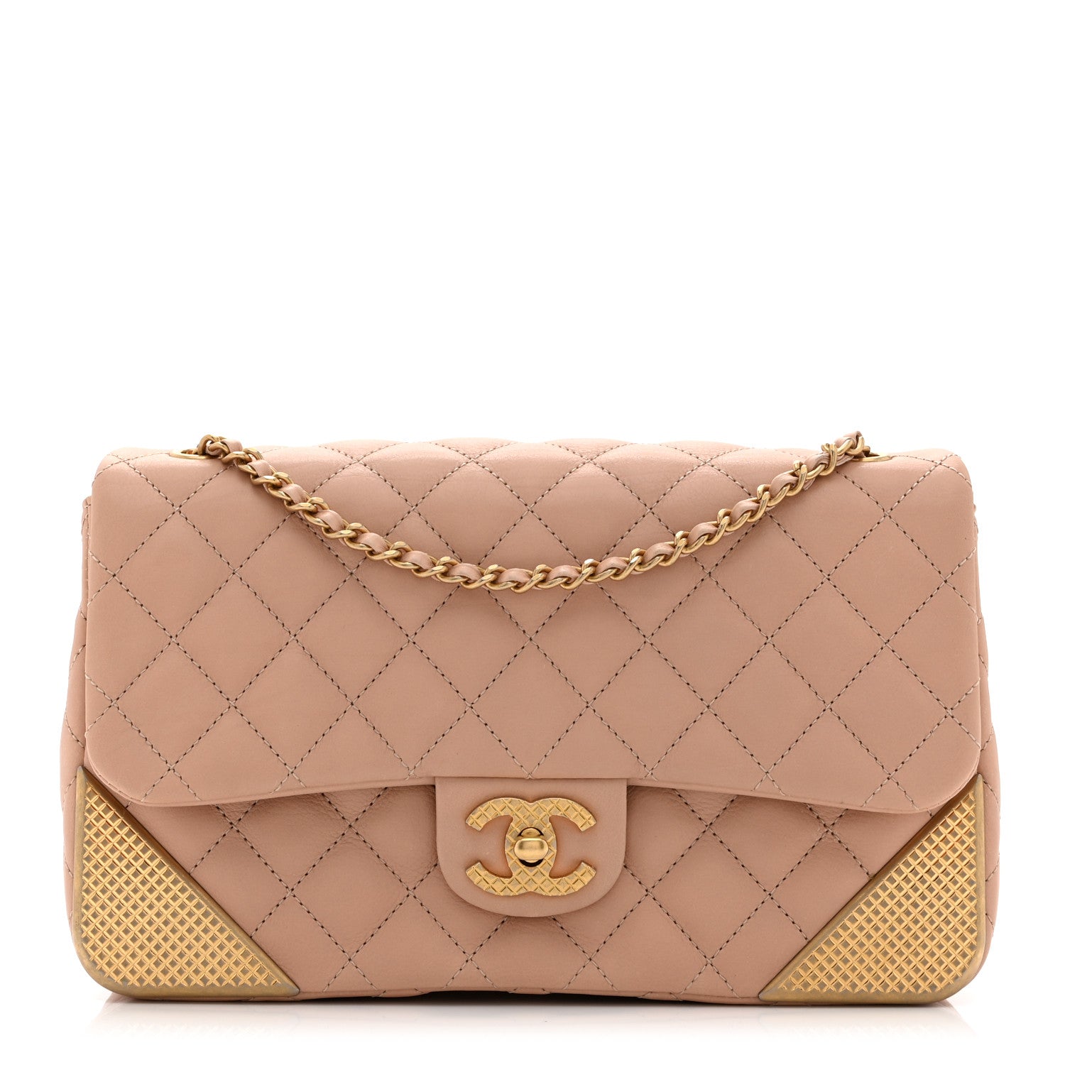Chanel Calfskin Quilted Rock The Corner Flap Beige 1 of 10