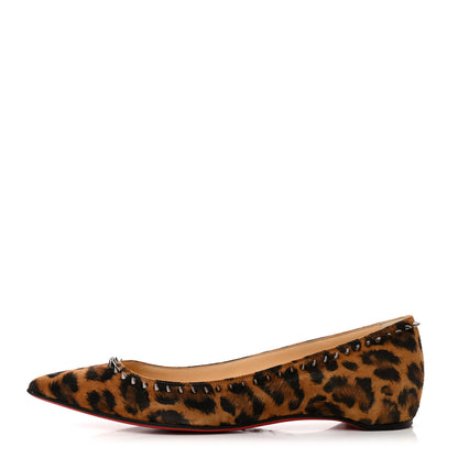 Christian Louboutin Veau Velours Studded Anjalina Flats 36 Leo Gun Metal 1 of 8