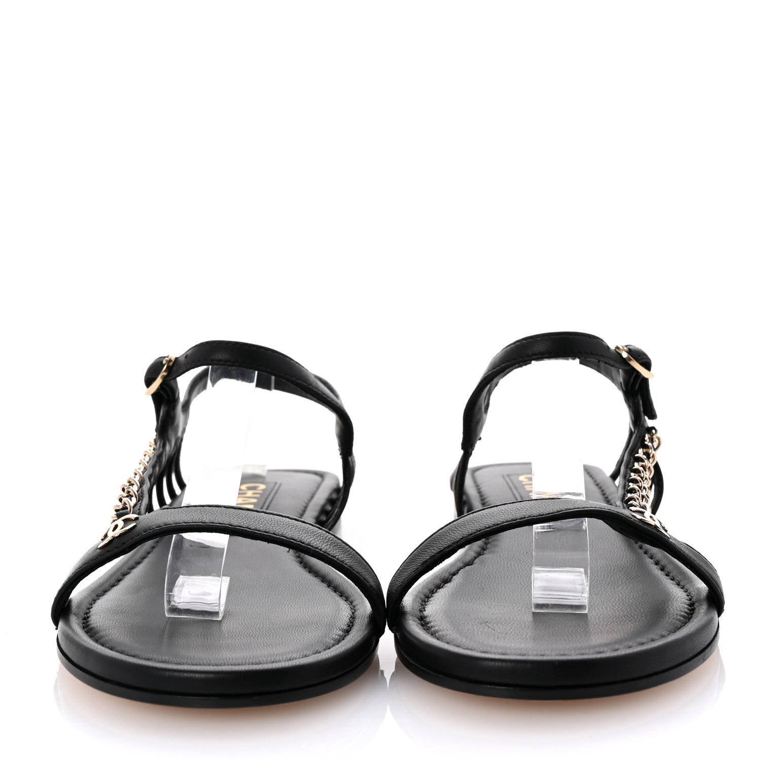 Chanel Lambskin Chain Sandals 38.5 Black 3 of 10