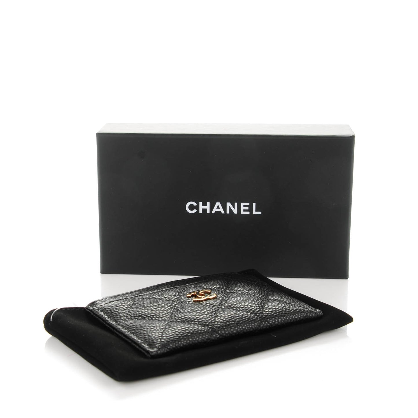 Caviar Quilted Card Holder Black
