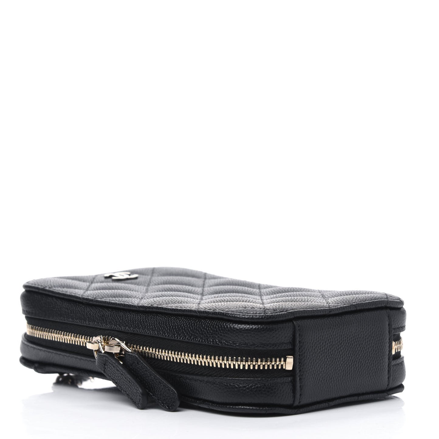 Caviar Quilted Zip Phone Case Black