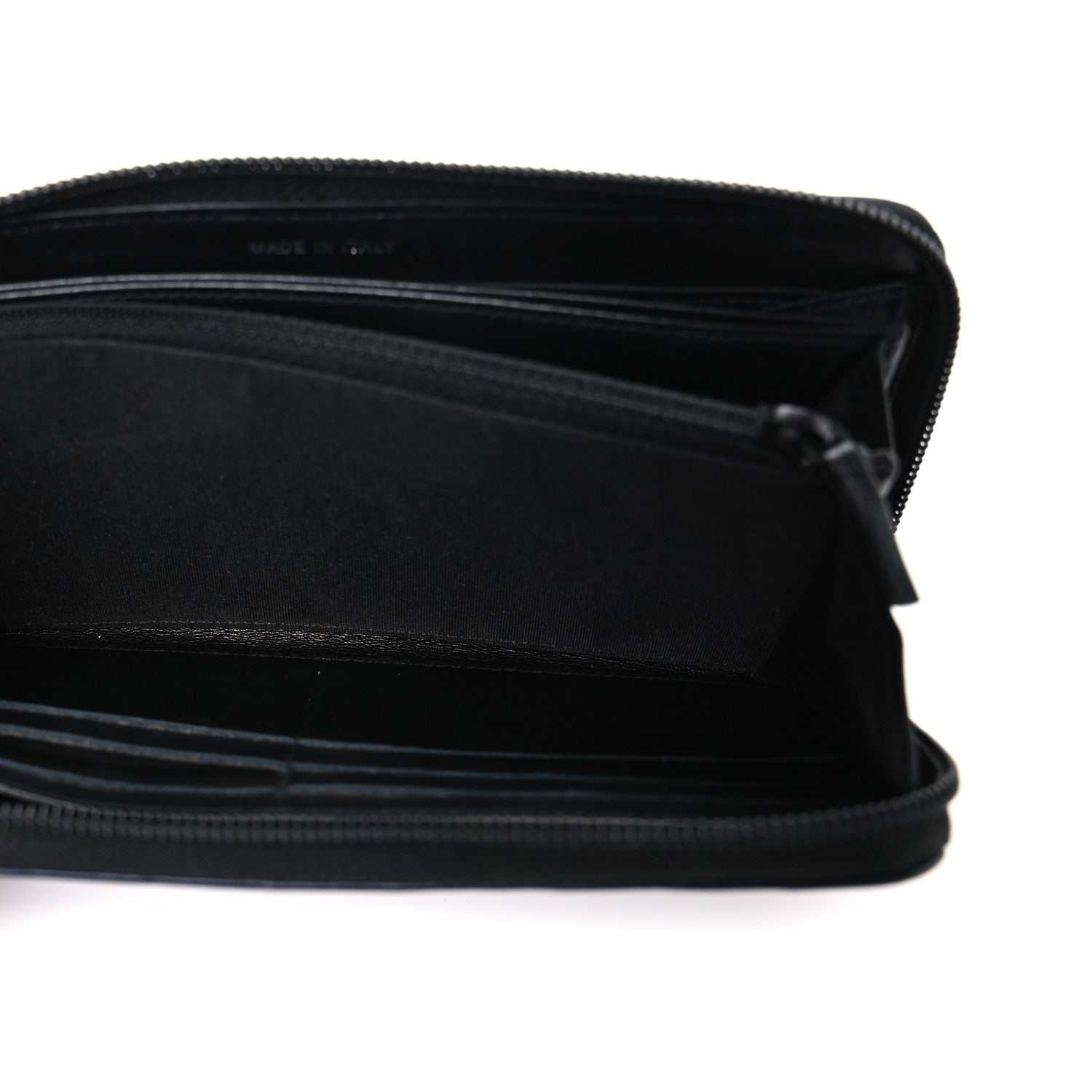 Chanel Calfskin Large Bi-Color Zip Around Boy Wallet Black Navy 5 of 8
