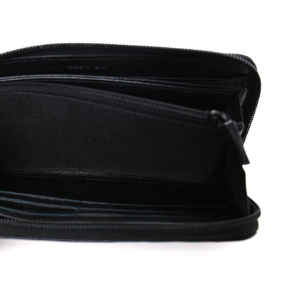 Chanel Calfskin Large Bi-Color Zip Around Boy Wallet Black Navy 5 of 8