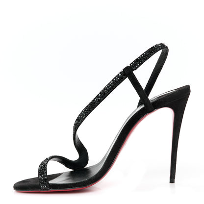 Christian Louboutin Crystal PVC Strass Rosalie 100 Sandals 37 Black Jet 1 of 9