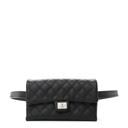 Chanel Grained Calfskin Quilted 2.55 Reissue Flap Belt Bag Clutch  Black 1 of 11