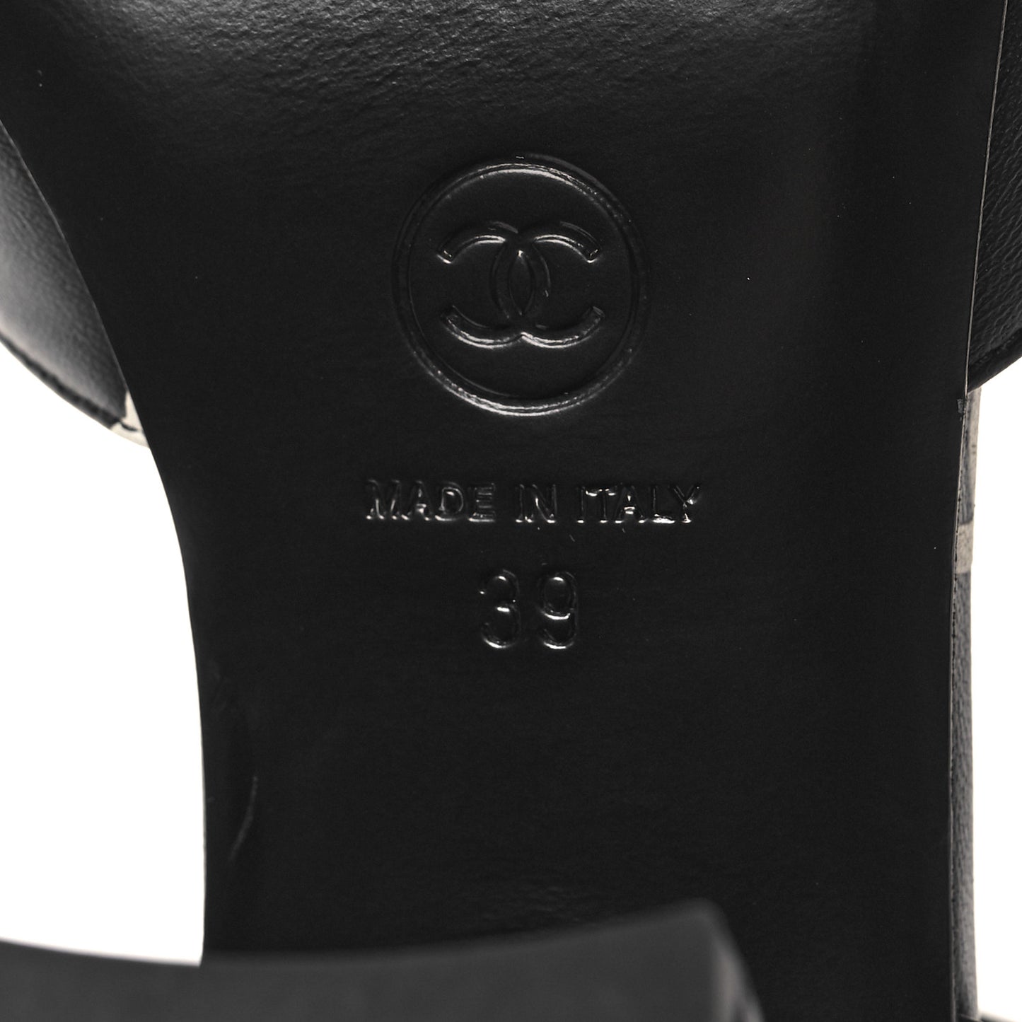 Printed Lambskin CC Platform Sandals 39 Black White