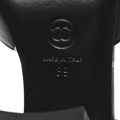 Chanel Printed Lambskin CC Platform Sandals 39 Black White 7 of 9