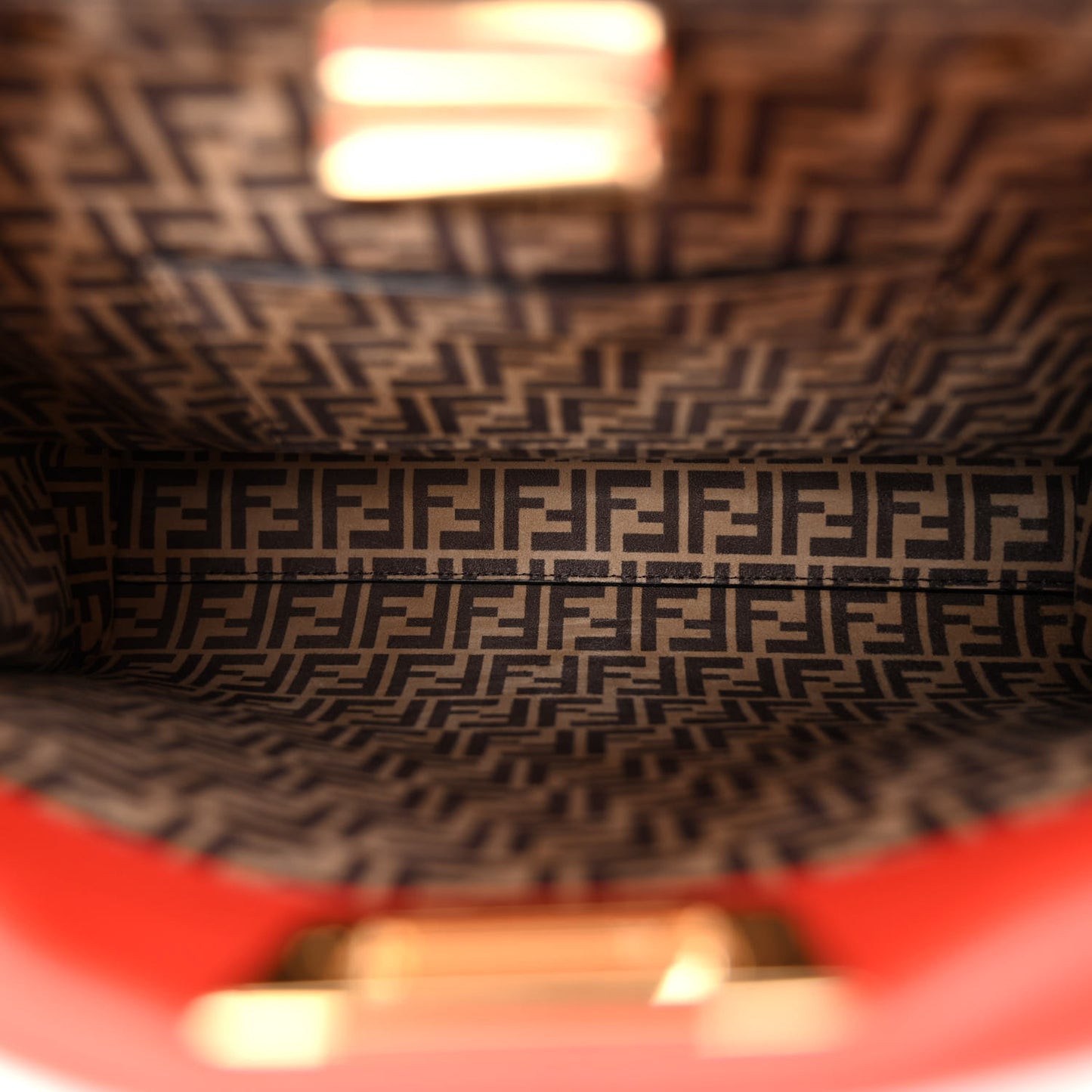 Vitello Seta Suede FF Mini Peekaboo Iconic Satchel Tulipano Miele Moro