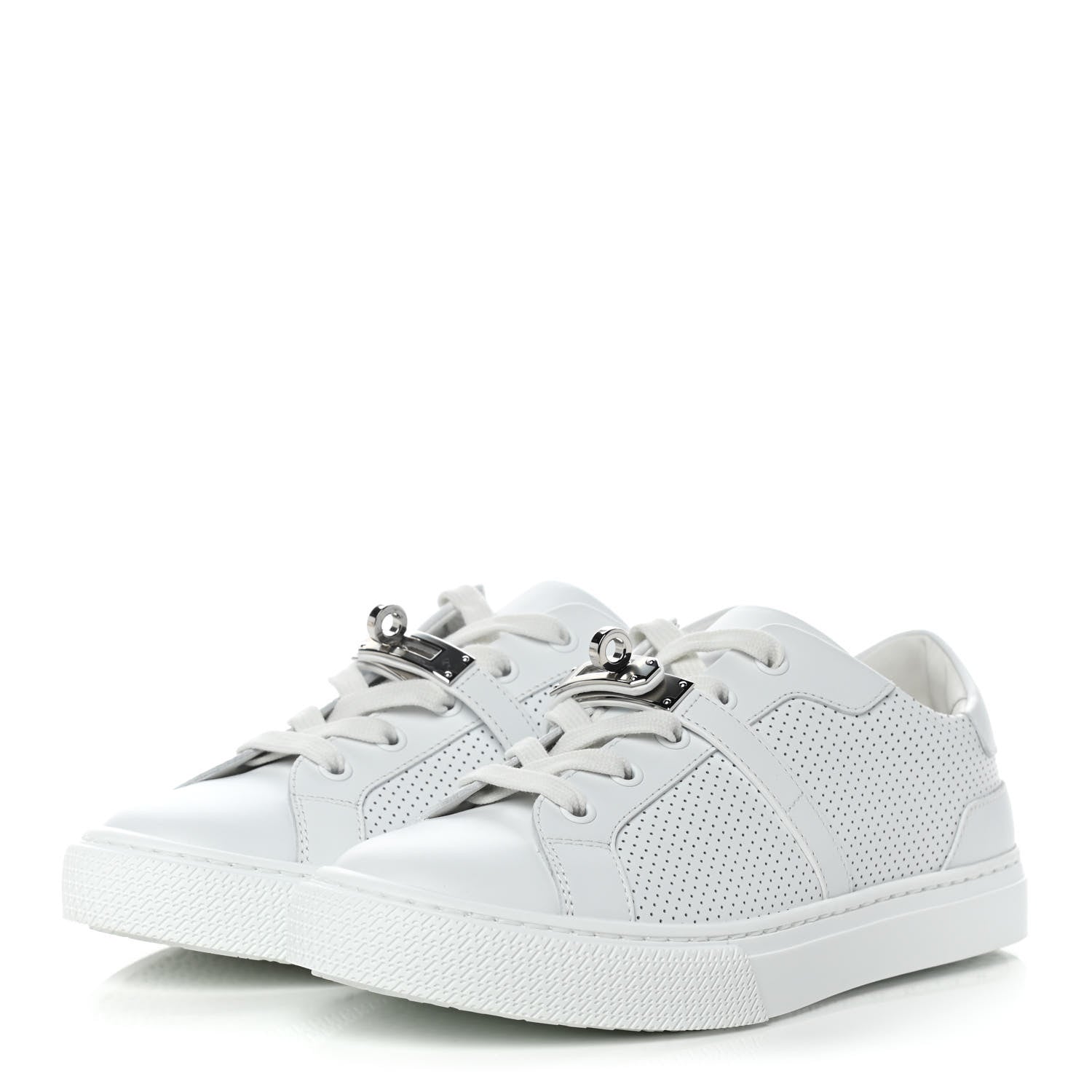 Hermes Calfskin Perforated Day Sneakers 36.5 White 3 of 10