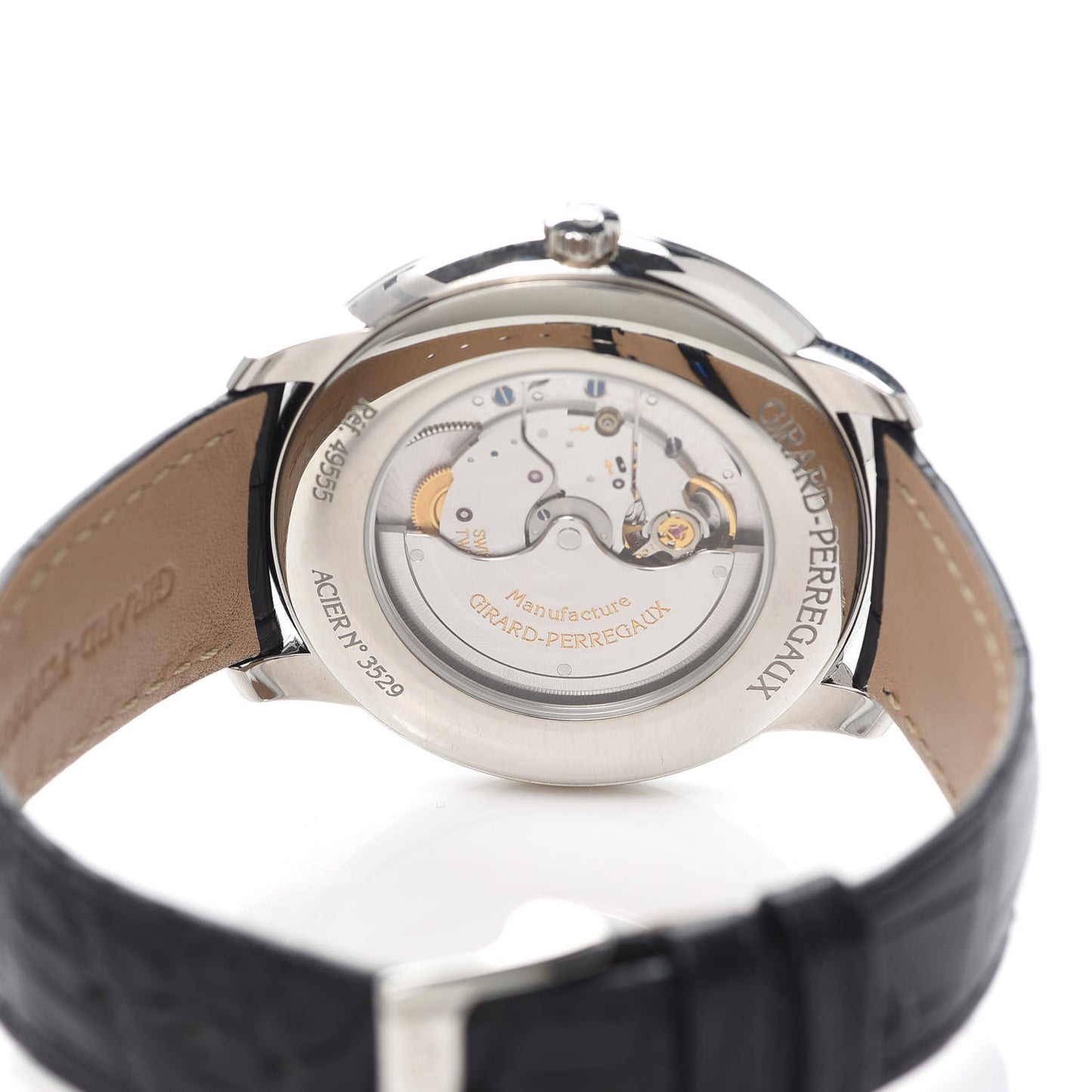 GIRARD PERREGAUX Stainless Steel Alligator 40mm 1966 Automatic Watch Grey 49555