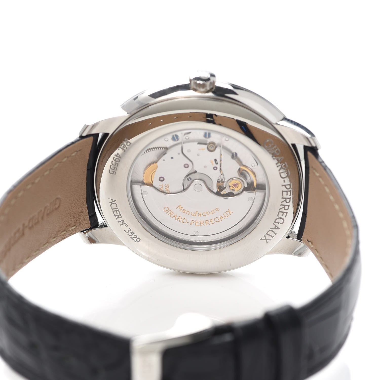 Franck Muller GIRARD PERREGAUX Stainless Steel Alligator 40mm 1966 Automatic Watch Grey 49555 4 of 5