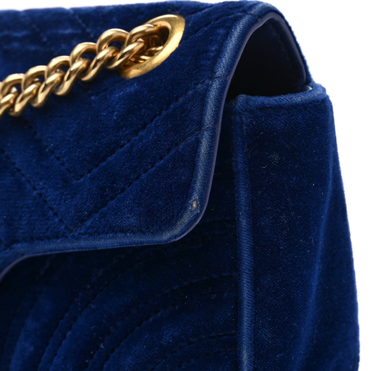 Velvet Matelasse Mini GG Marmont Shoulder Bag Cobalt Blue