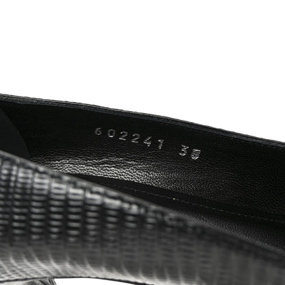 Balenciaga Calfskin Lizard Embossed BB Square Knife 80mm Pumps 38 Black 9 of 10