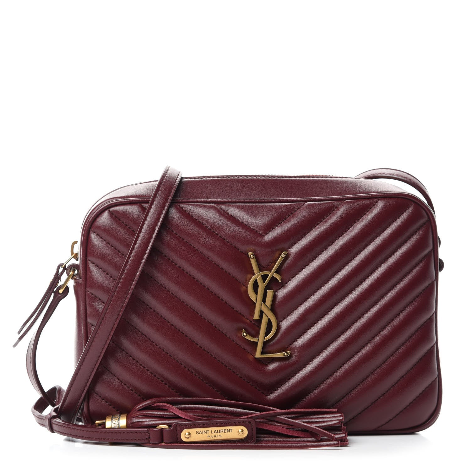 Saint Laurent Calfskin Matelasse Monogram Lou Camera Bag Dark Legion Red 1 of 10