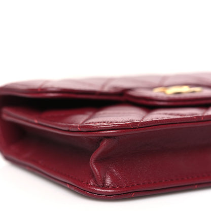 Chanel Lambskin Quilted Top Handle Flap Coin Purse With Chain Burgundy 9 of 11