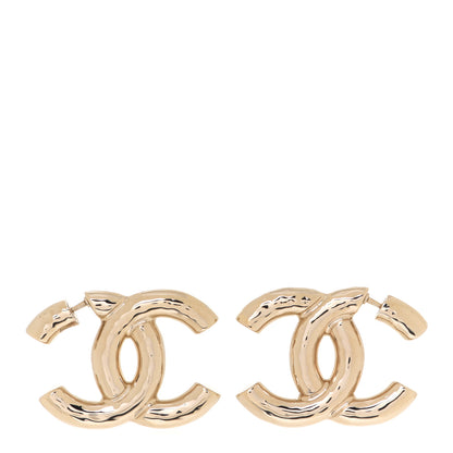 Chanel Metal Large CC Earrings Light Gold 1 of 5