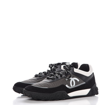 Chanel Nylon Calfskin Suede CC Sneakers 40 Grey Black White 15 of 24