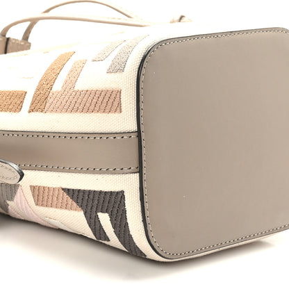 Fendi Canvas Vitello Grace F is Fendi FF Multicolor Embroidered Mini Mon Tresor Bucket Bag Grezzo Multicolor Tortora 8 of 9