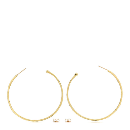 Jennifer Meyer 18K Yellow Gold Medium Hammered Hoop Earrings 3 of 4