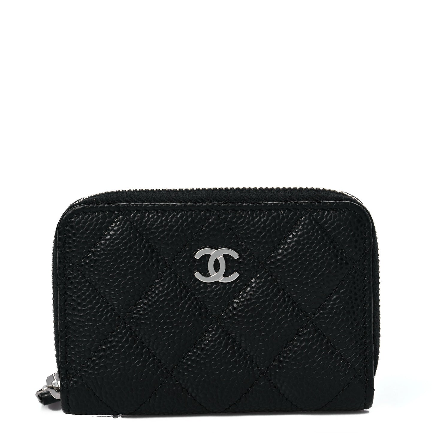 Caviar Quilted Zip Coin Purse Black