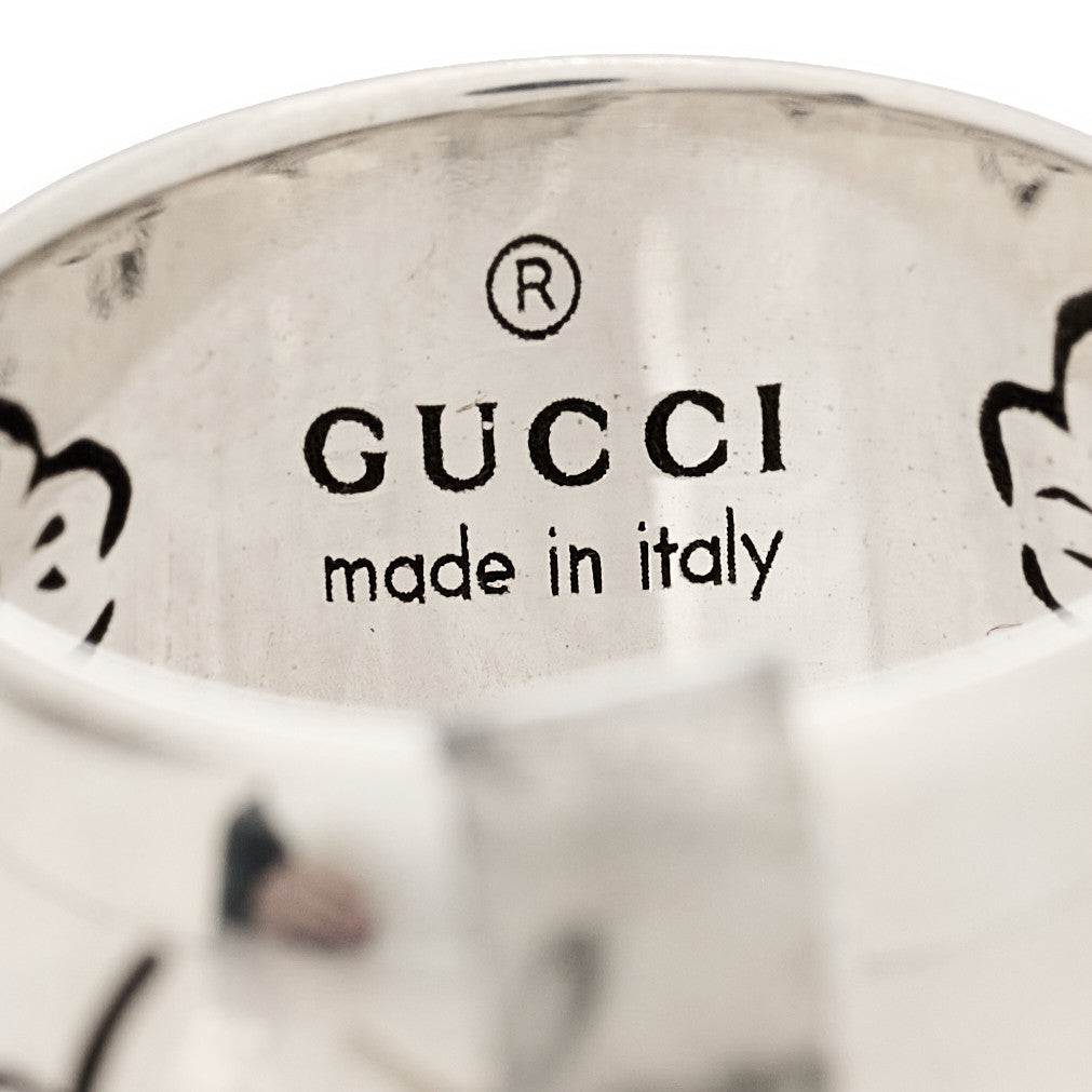 Gucci Sterling Silver Wide Blind for Love Band Ring 48 4.5 6 of 8