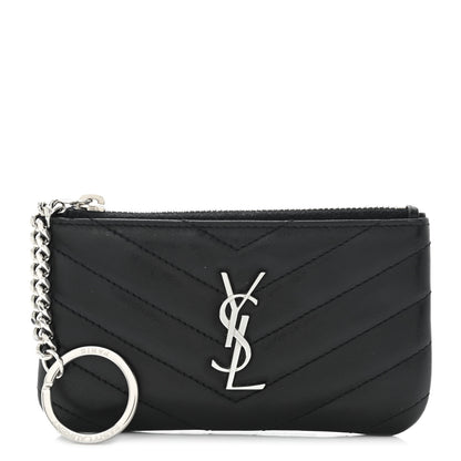 Saint Laurent Calfskin Matelasse Monogram Key Pouch Black 1 of 9