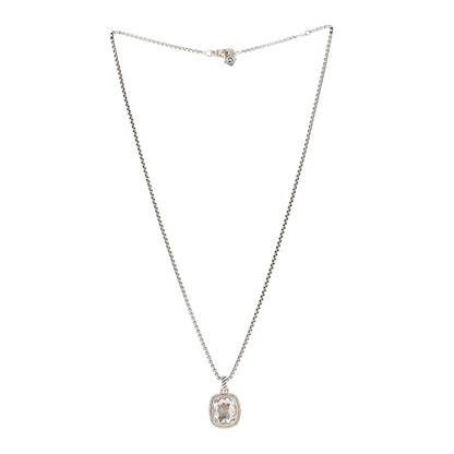 David Yurman Sterling Silver White Topaz Diamond 12mm Noblesse Pendant Necklace 3 of 6