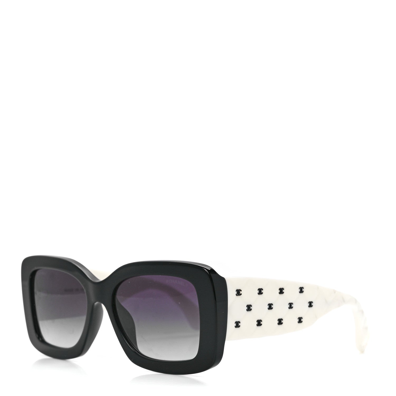 Chanel Acetate Quilted CC Rectangle Sunglasses 5483-A White Black 1 of 7