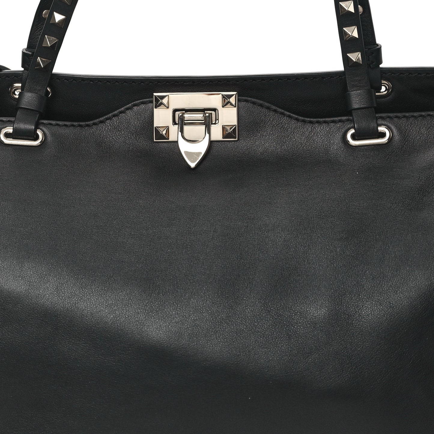 Vitello Medium Rockstud Tote Black