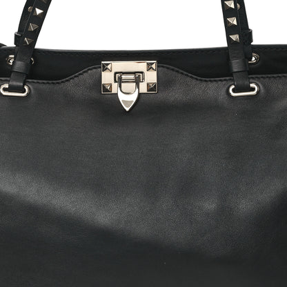 Valentino Garavani Vitello Medium Rockstud Tote Black 7 of 9