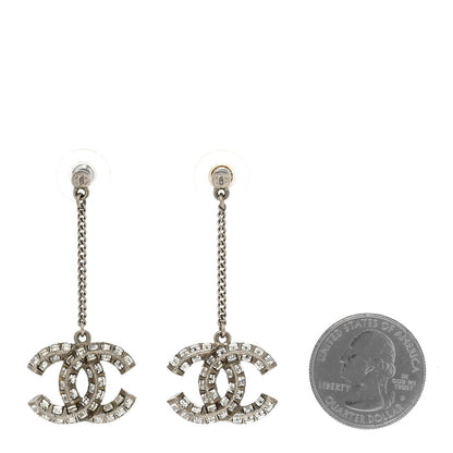 Chanel Baguette Crystal CC Drop Earrings Silver 2 of 4