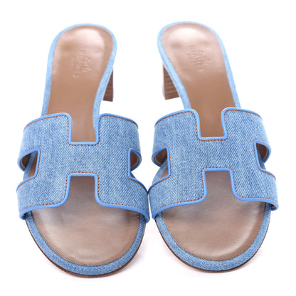 Hermes Denim Oasis Sandals 38 Bleu Clair 5 of 11