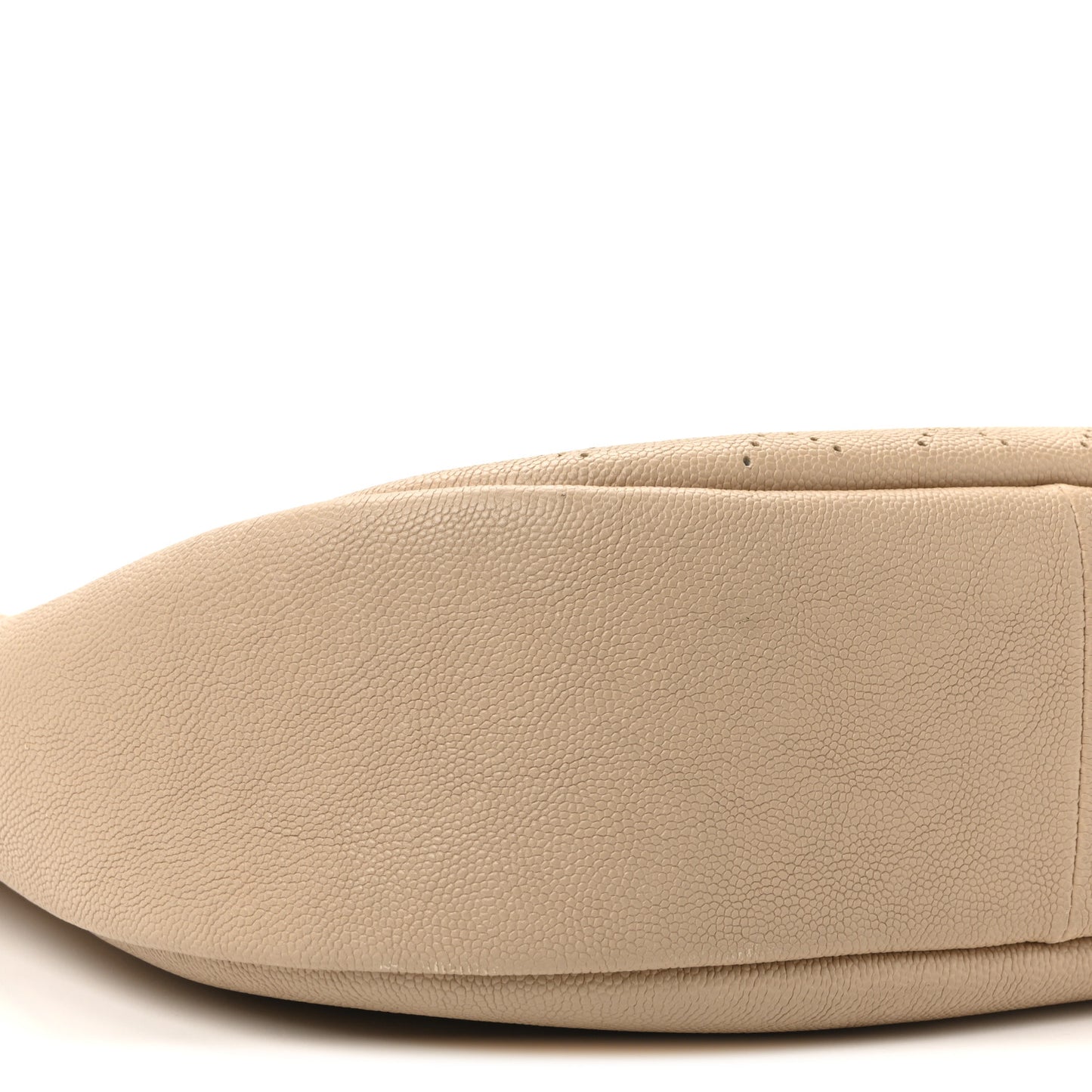 Grained Calfskin Perforated Small Flap Hobo Beige