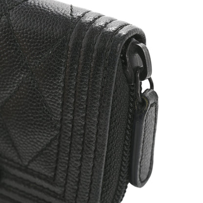 Chanel Caviar Quilted Boy Zip Around Coin Purse Wallet So Black 9 of 10