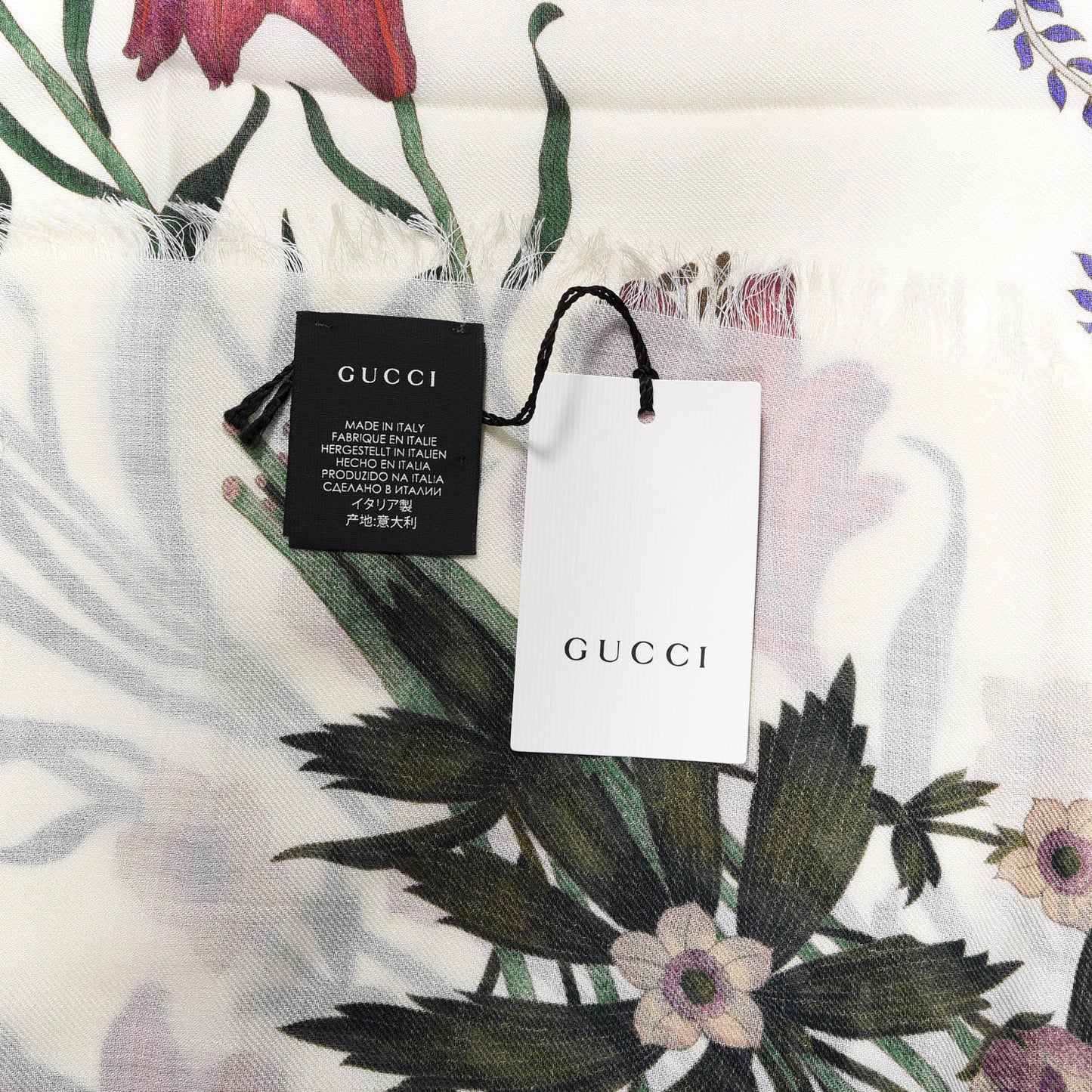 Silk Twill New Flora Square Scarf Ivory