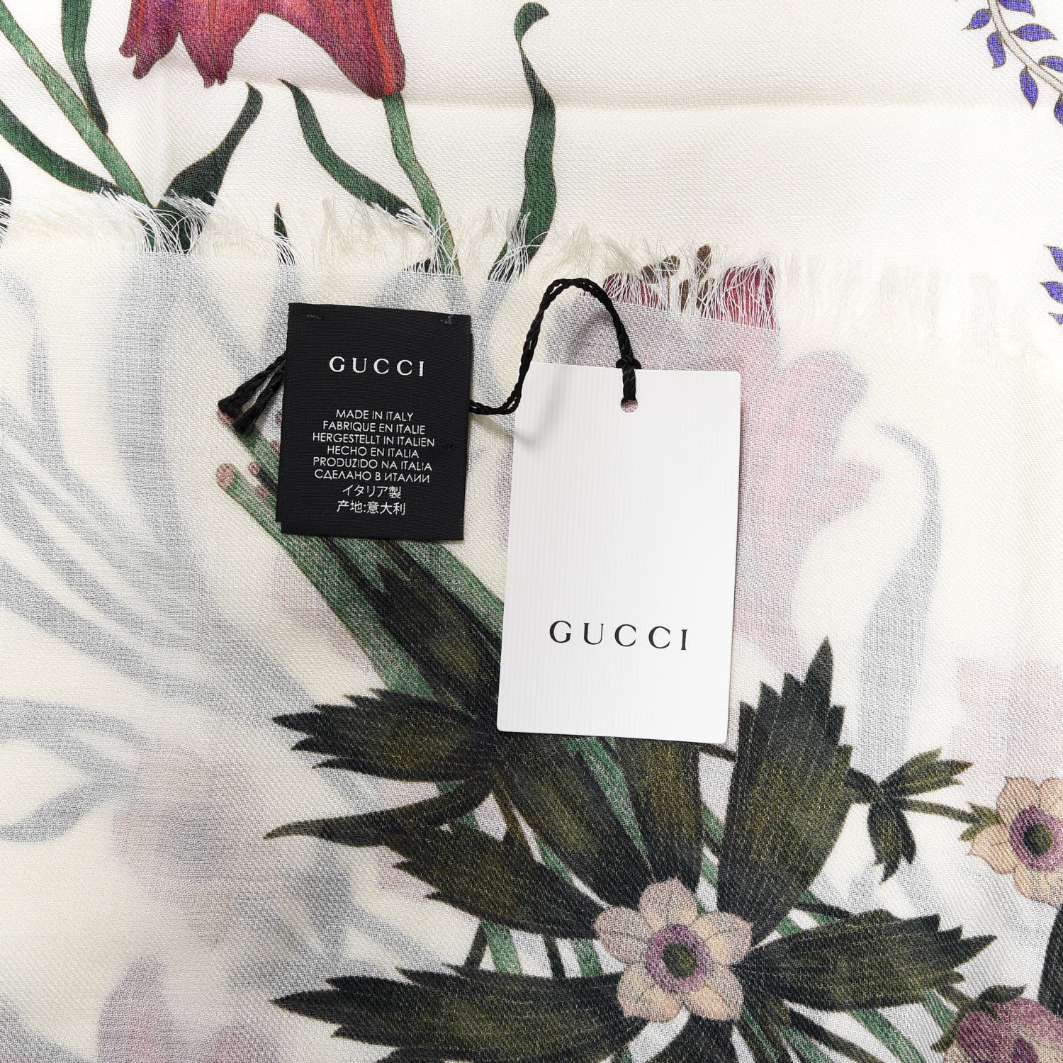 Gucci Silk Twill New Flora Square Scarf Ivory 5 of 6