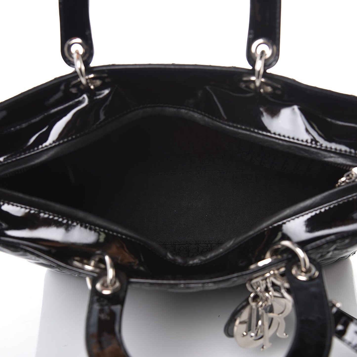Patent Cannage Large Lady Dior Black