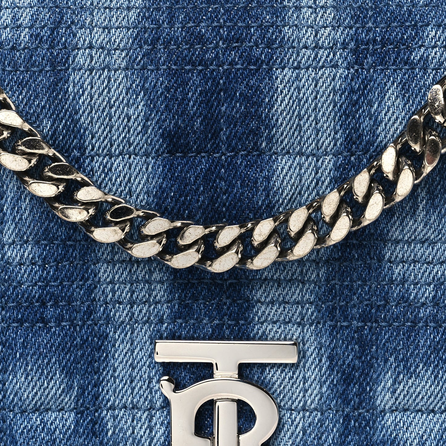 Denim Quilted Small Lola Bag Blue