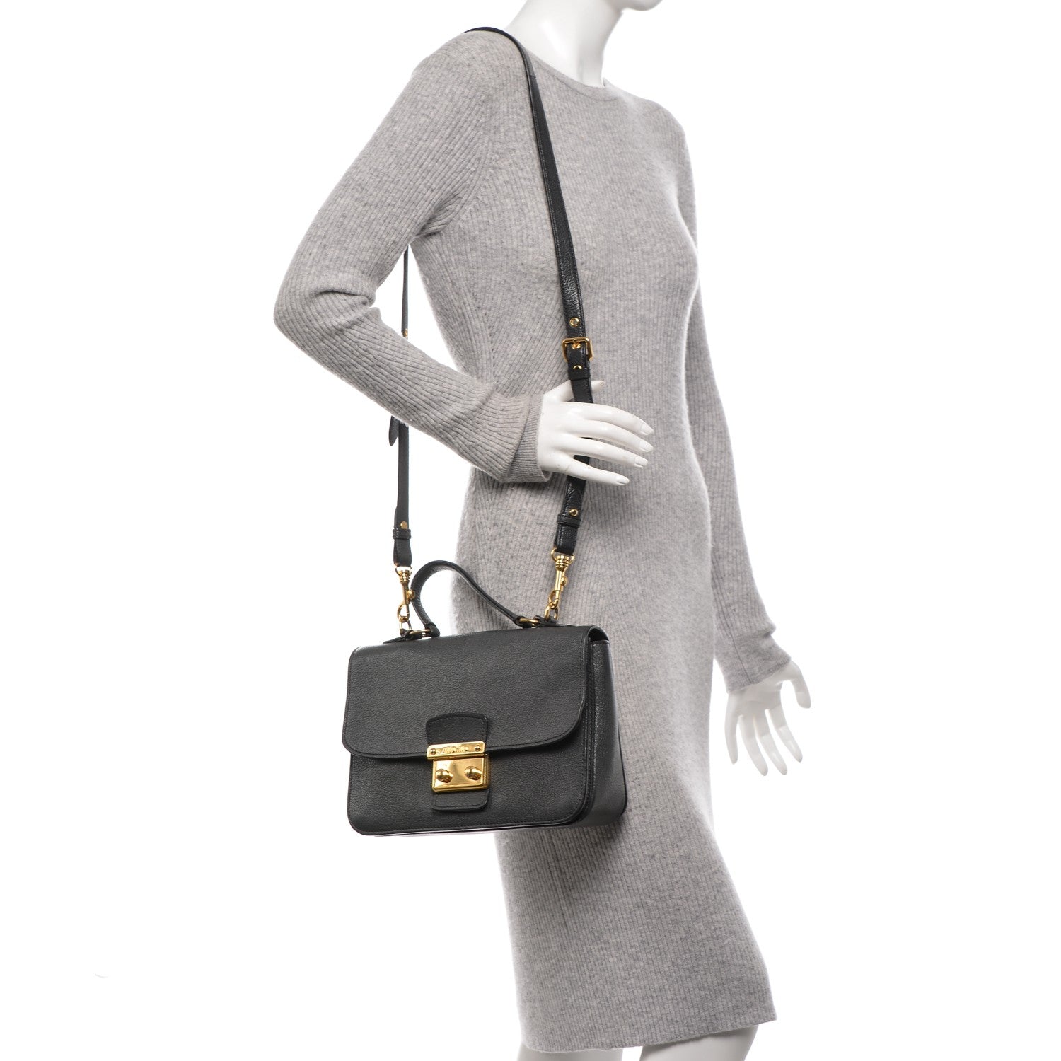 Miu Miu Goatskin Madras Shoulder Bag Ardesia 2 of 9