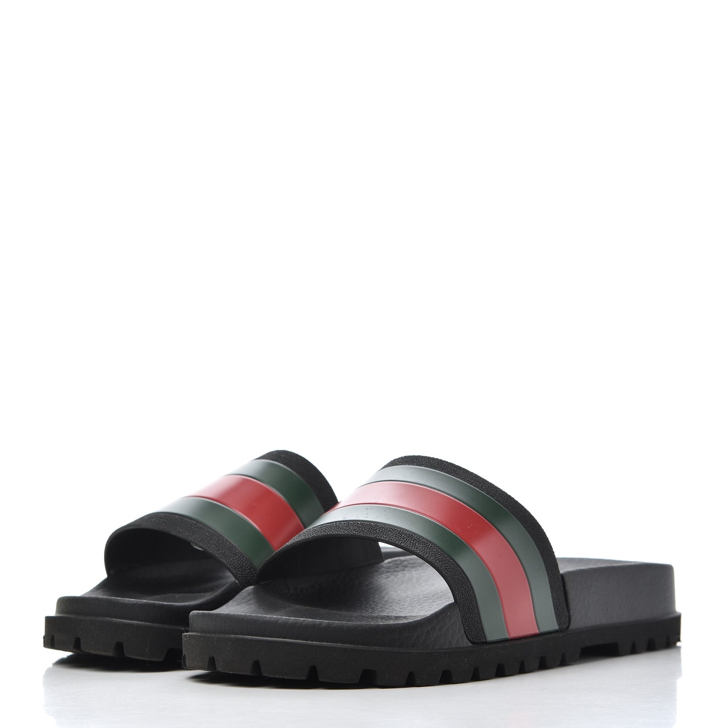 Rubber Web Mens Lug Sole Slide Sandals 9 Black Green Red
