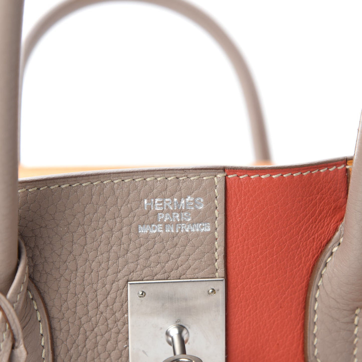 Taurillon Clemence Swift Tri-Color Birkin 35 Sanguine Gris Tourterelle Moutarde