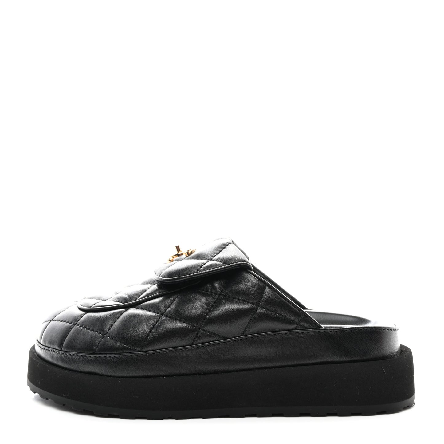 Lambskin Quilted CC Turnlock Mules 36 Black