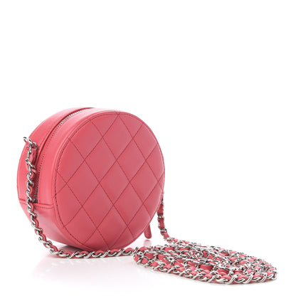 Chanel Lambskin Quilted Round Clutch With Chain Pink 2 of 8