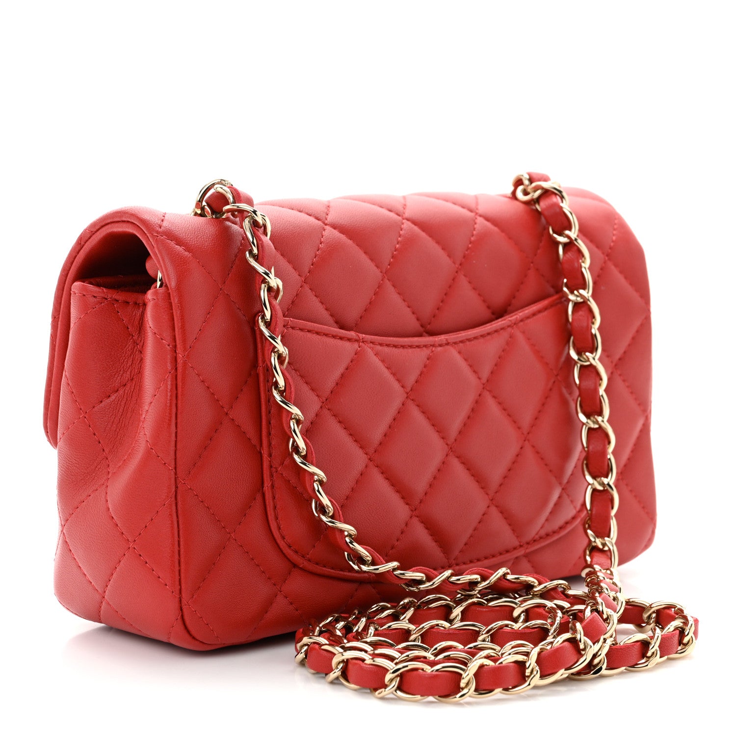 Chanel Lambskin Quilted Mini Rectangular Flap Red 3 of 11
