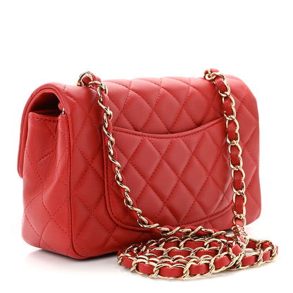 Chanel Lambskin Quilted Mini Rectangular Flap Red 3 of 11