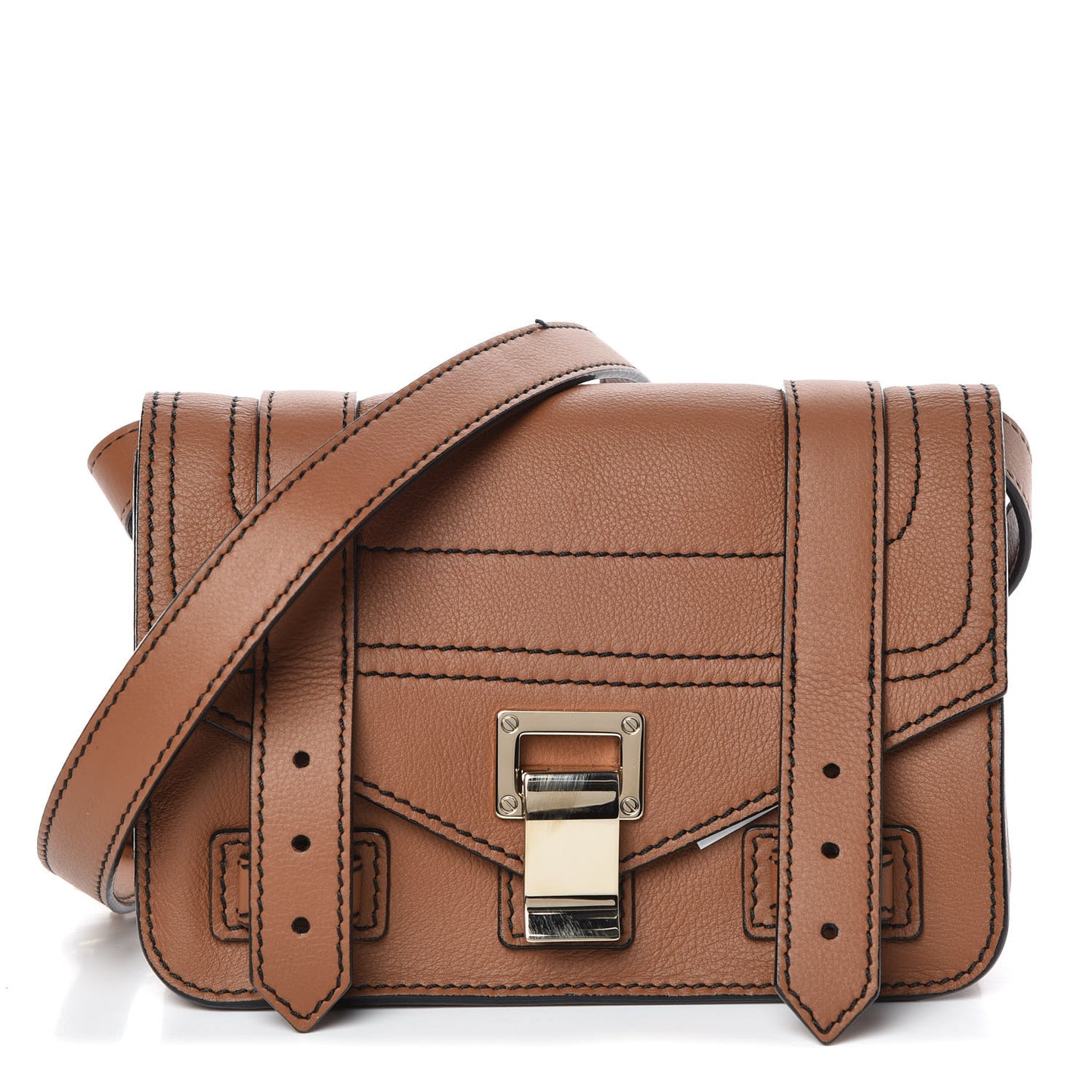 Soft Grainy Calfskin PS1+ Mini Pouch Messenger Sienna