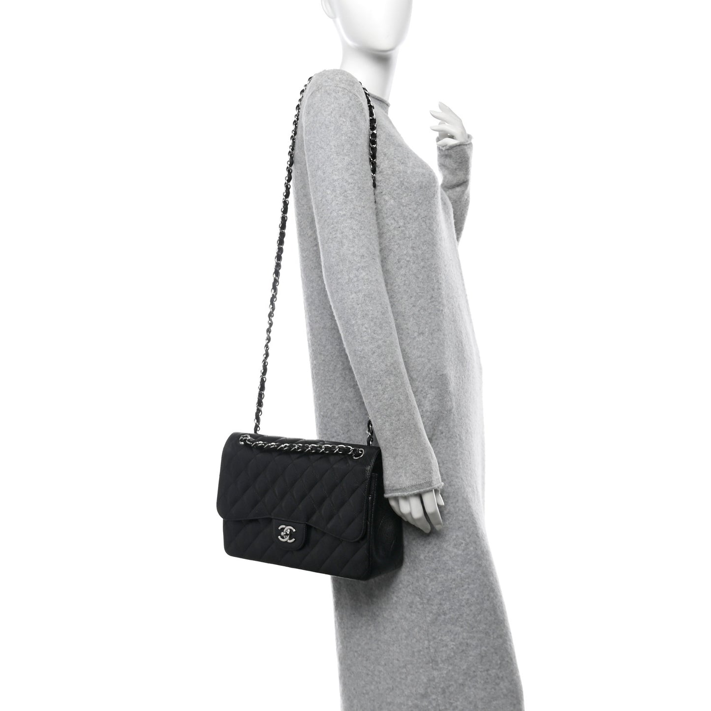 Caviar Quilted Jumbo Double Flap Black