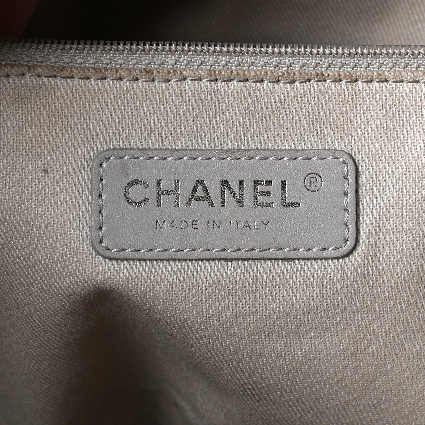 Glazed Calfskin Small Deauville Tote Ecru