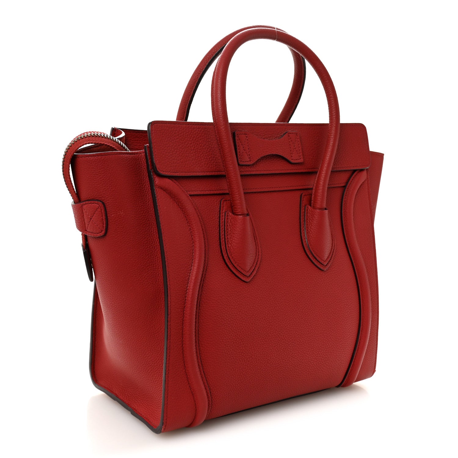 Celine Drummed Calfskin Micro Luggage Red 3 of 12