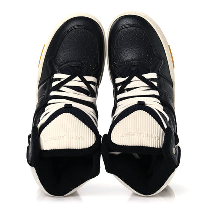 Saint Laurent Crackled Calfskin Mens Cure 05 High Top Sneakers 42 Black White 2 of 10
